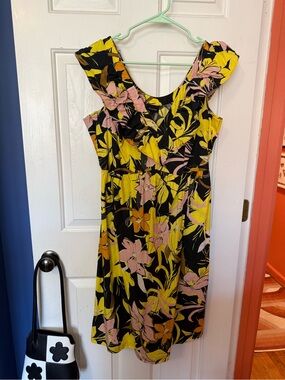 Who What Wear Floral Ruffle Sundress in Yellow & Pink